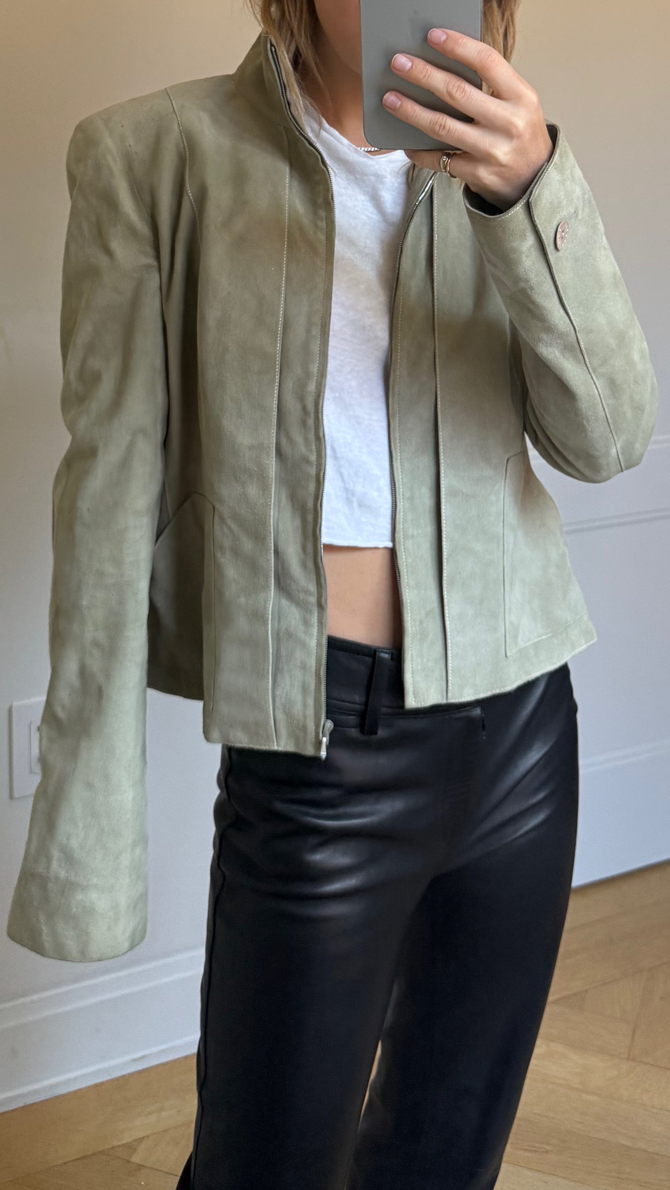 Chanel Suede Green zip up