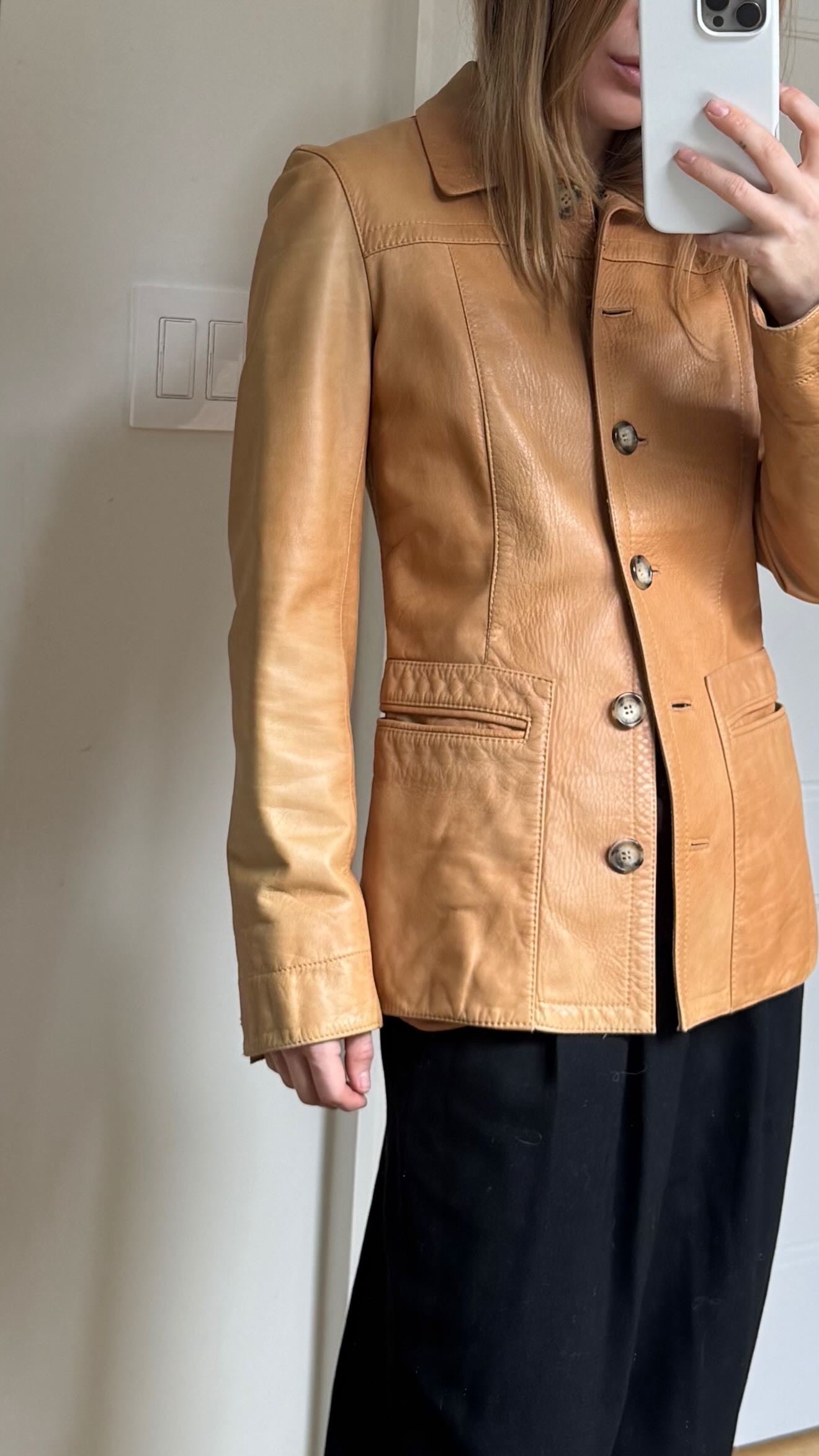 Prada, leather utility jacket
