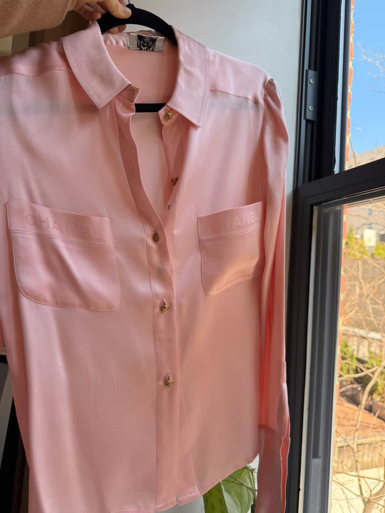 Chanel pink silk top