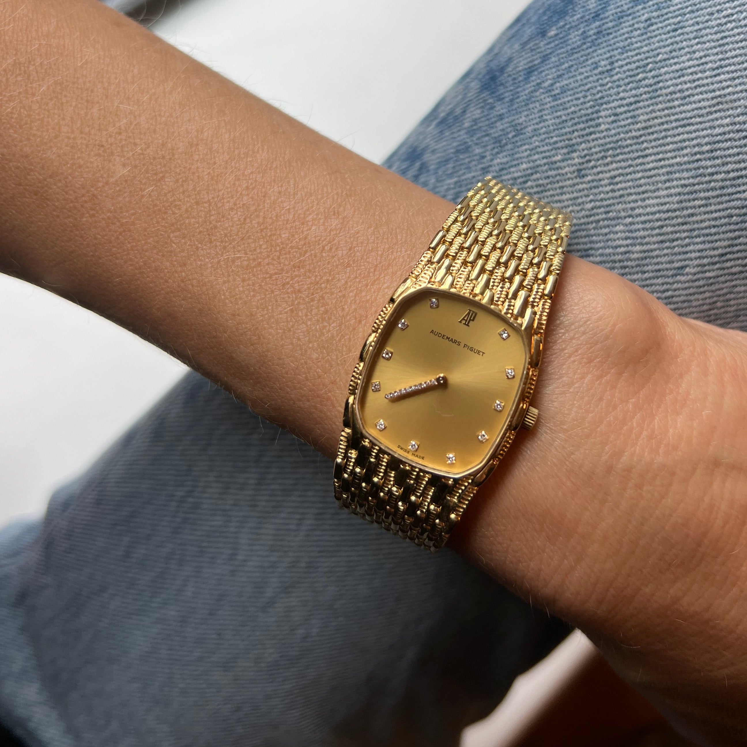 Audemars Piguet Cobra Yellow Gold Champagne Dial, Diamond Hands & Indexes