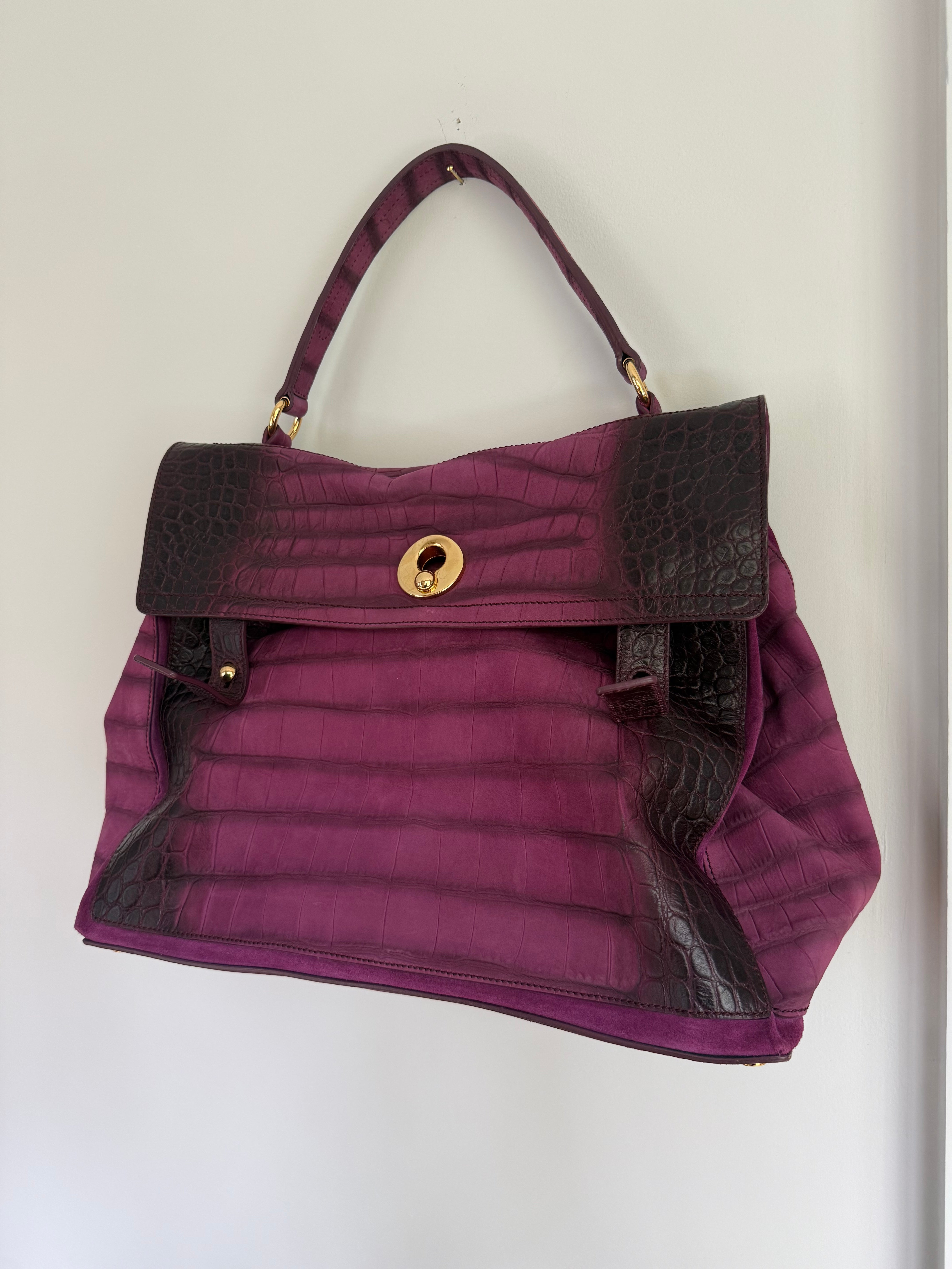 Yves Saint Laurent pink nubuck bag