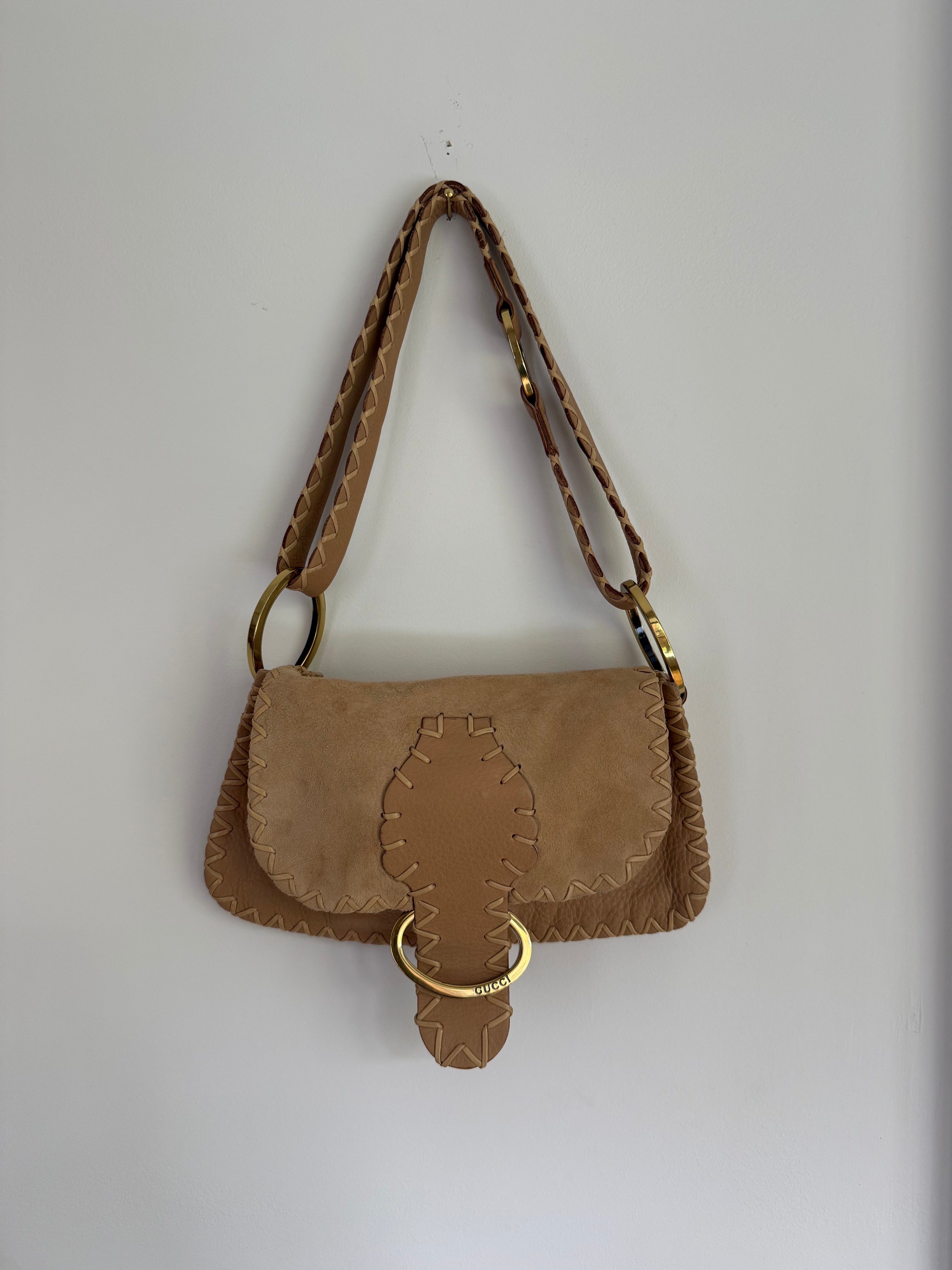 Gucci leather whipstich bag