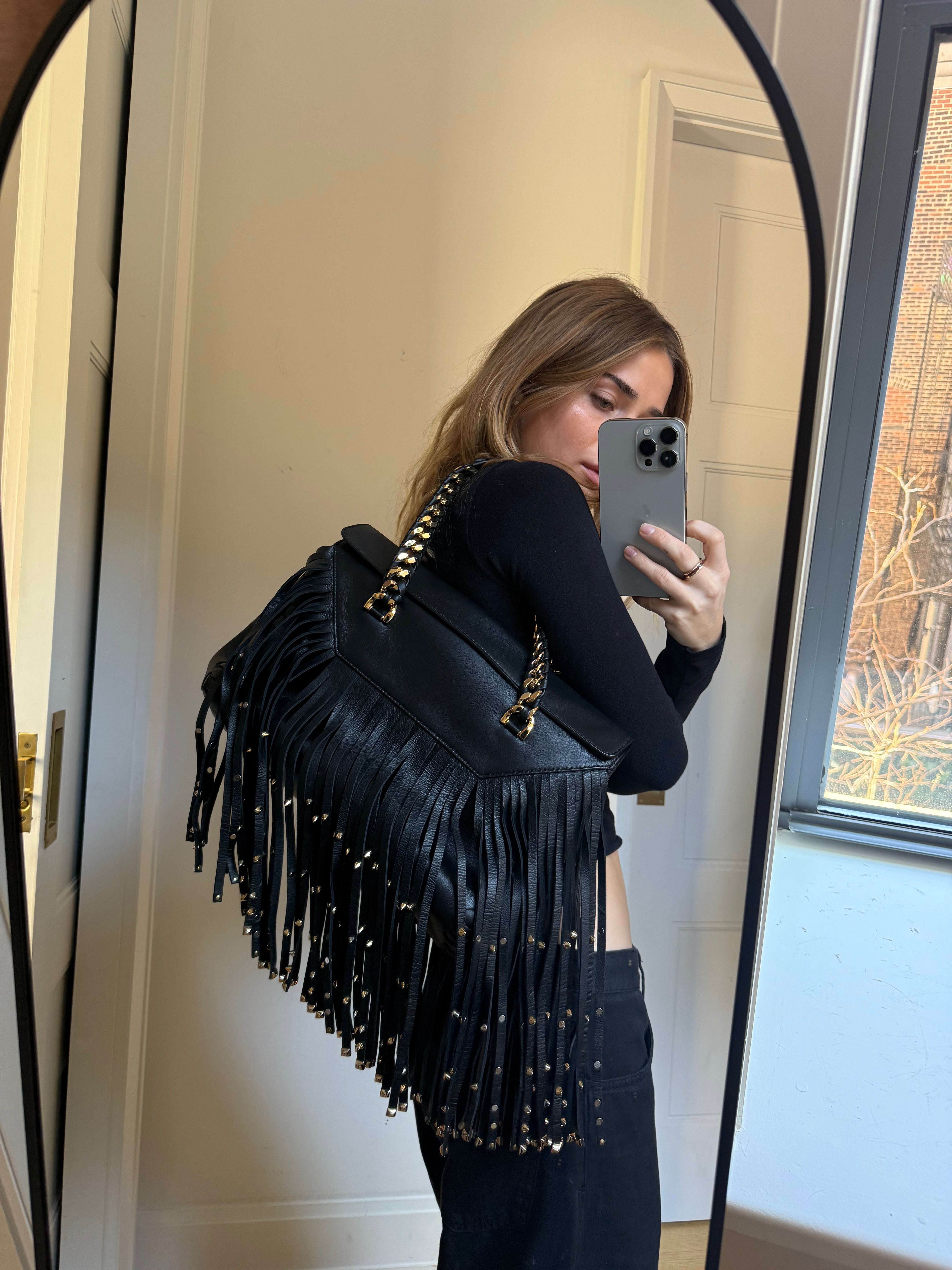 Roberto Cavalli leather fringe bag