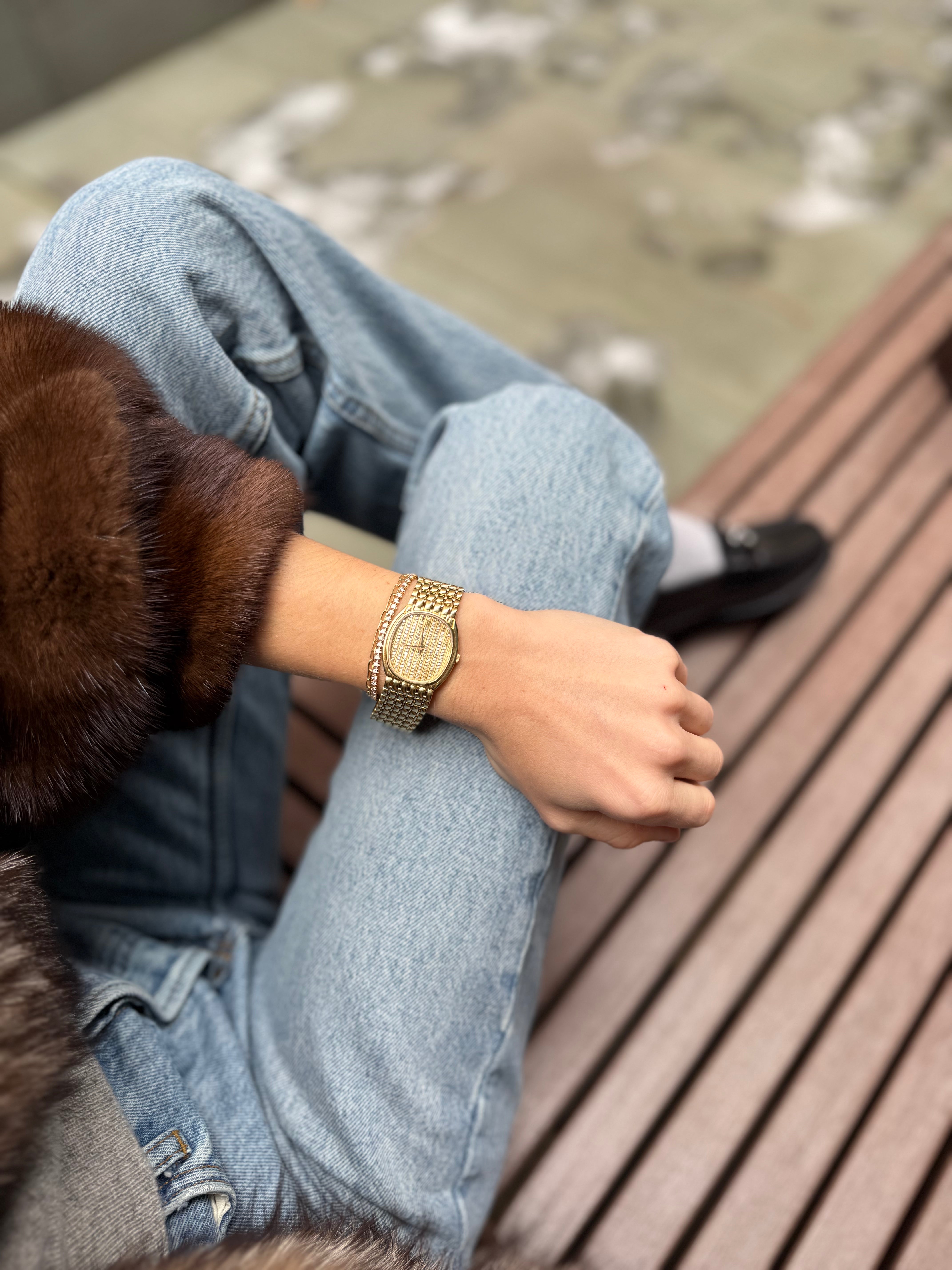 Audemars Piguet Yellow Gold Striped Pave Diamond Dial 27mm