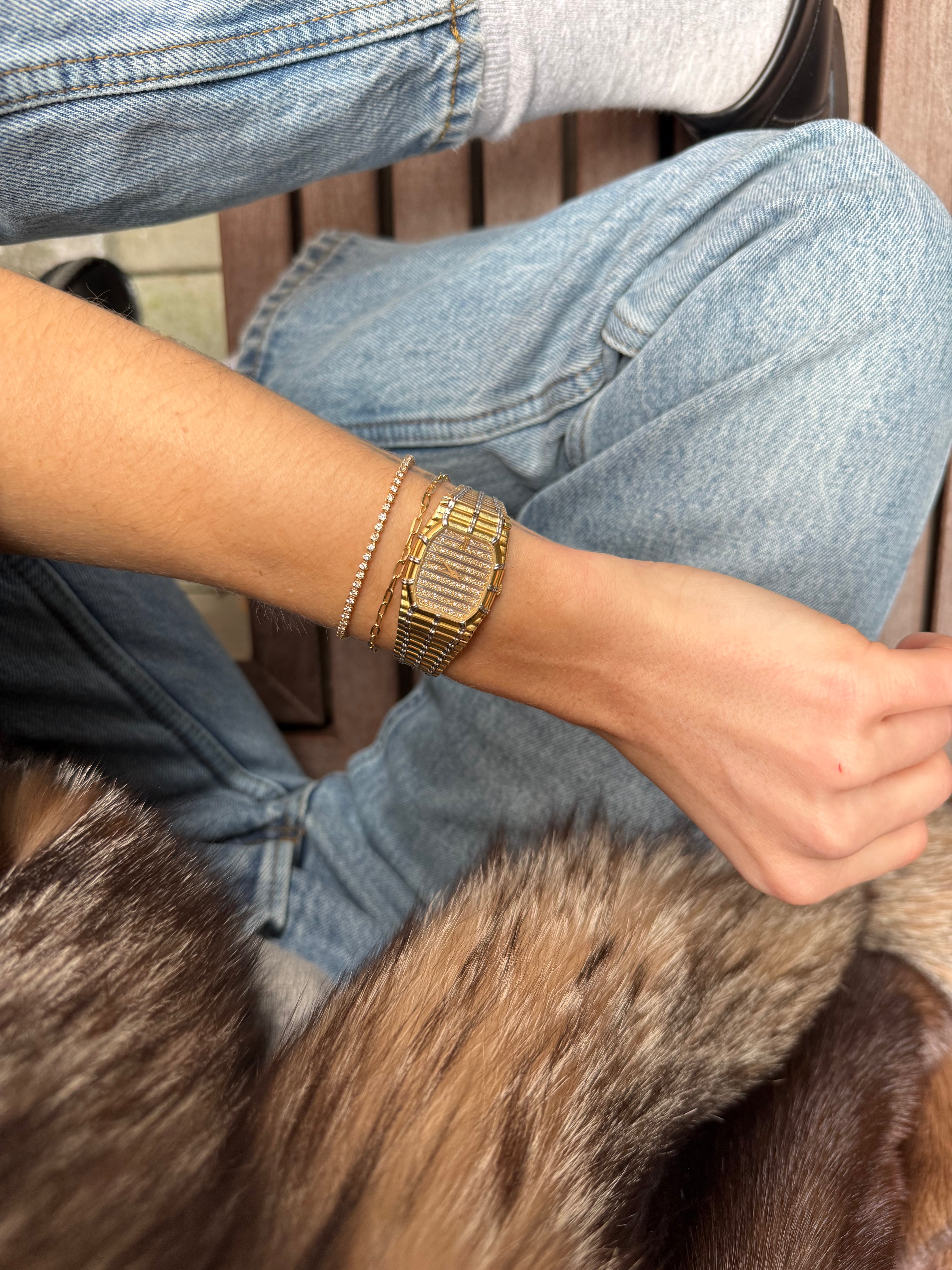 Audemars Piguet Bamboo Mini in yellow gold and pave diamonds 22mm