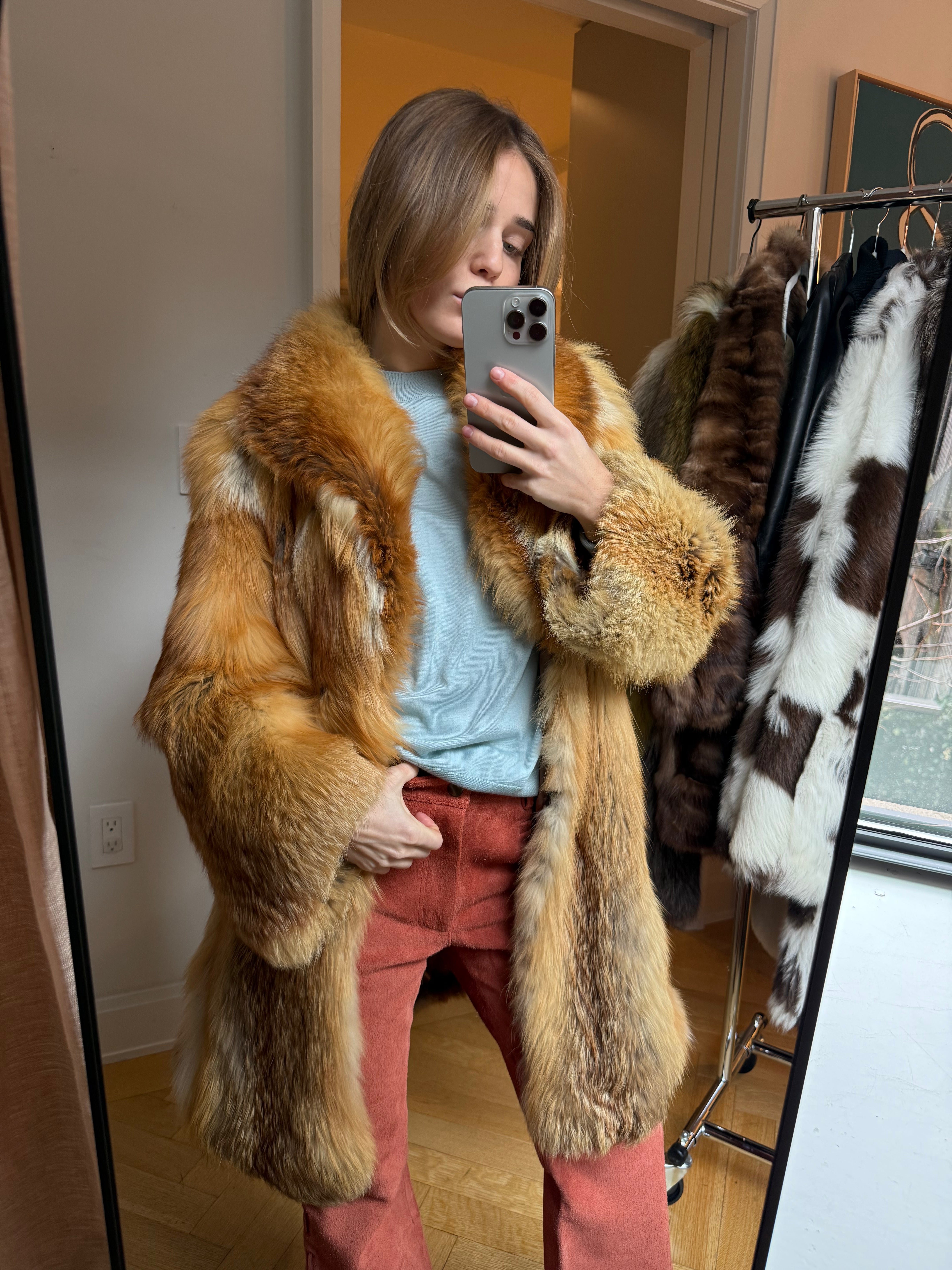 Vintage red fox fur coat