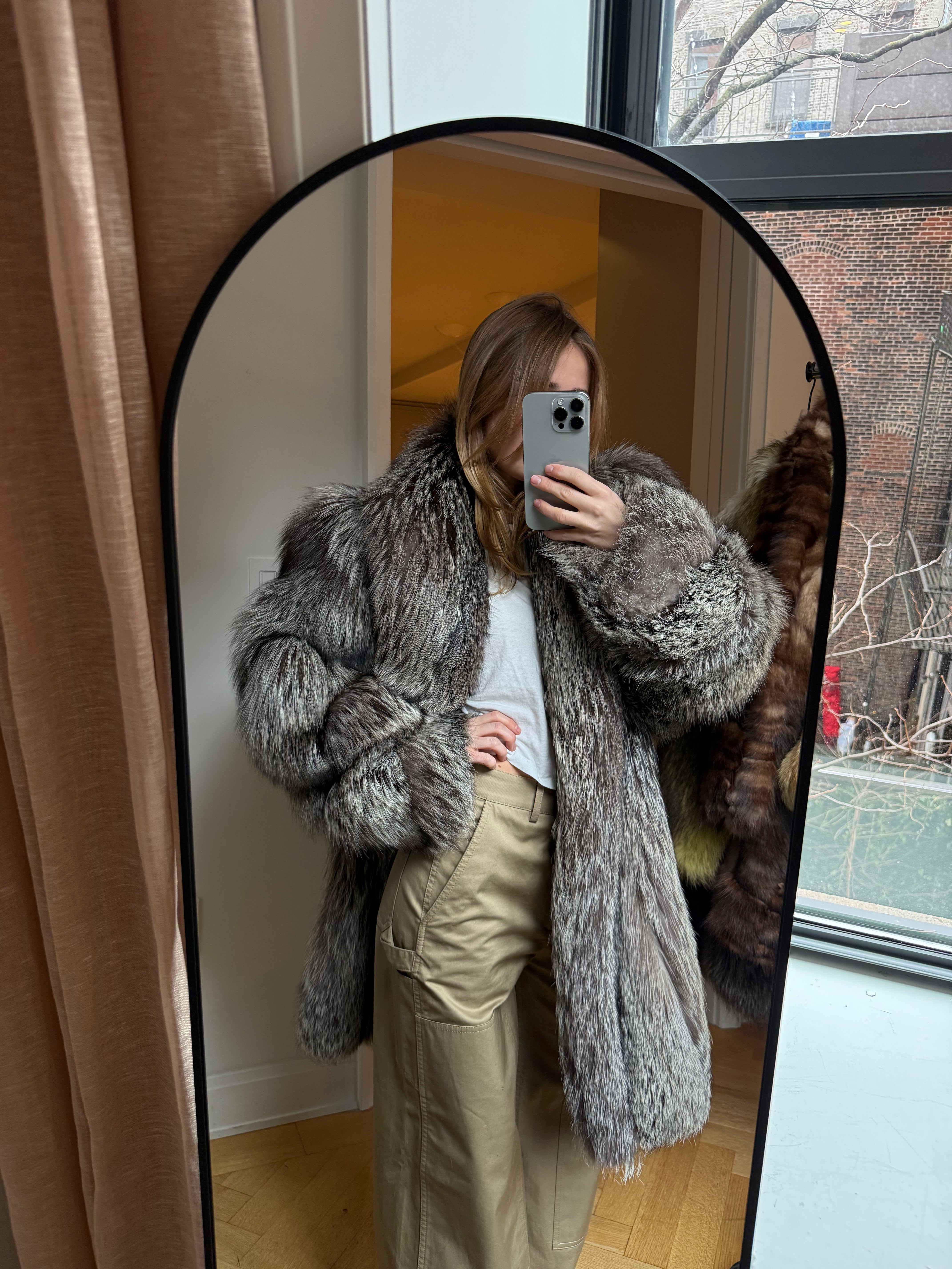 Platinum fox fur coat