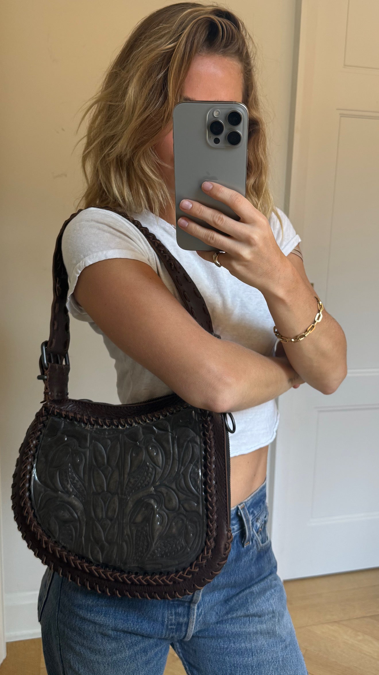 Fendi oyster leather bag