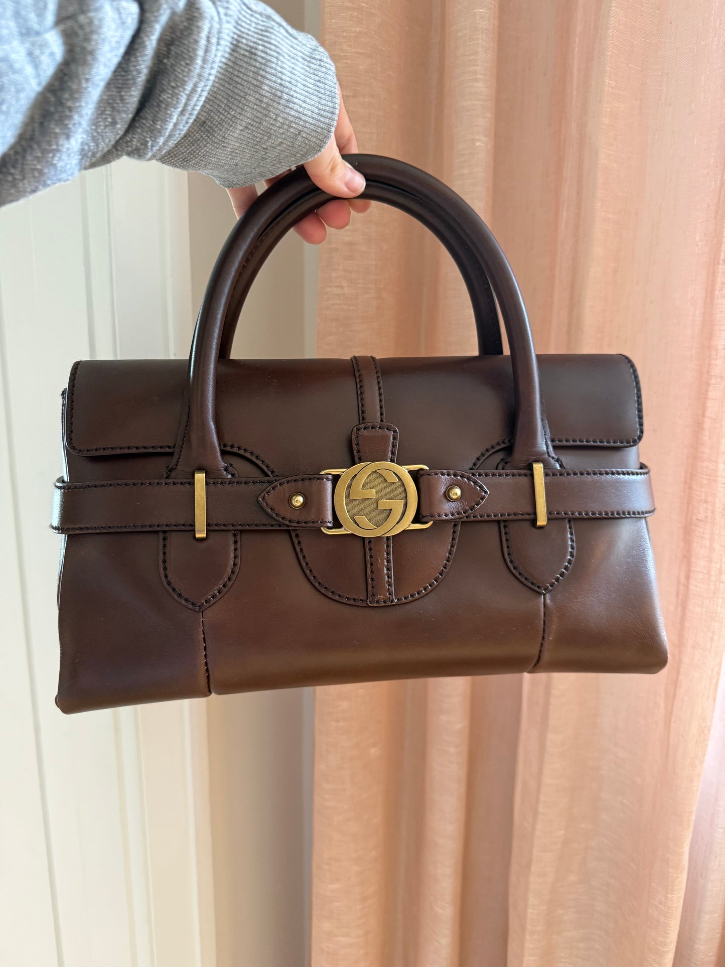 Gucci leather bowling bag