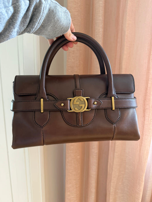 Gucci leather bowling bag