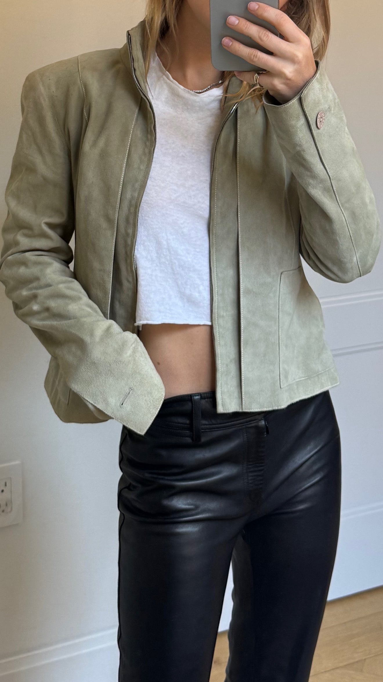 Chanel Suede Green zip up
