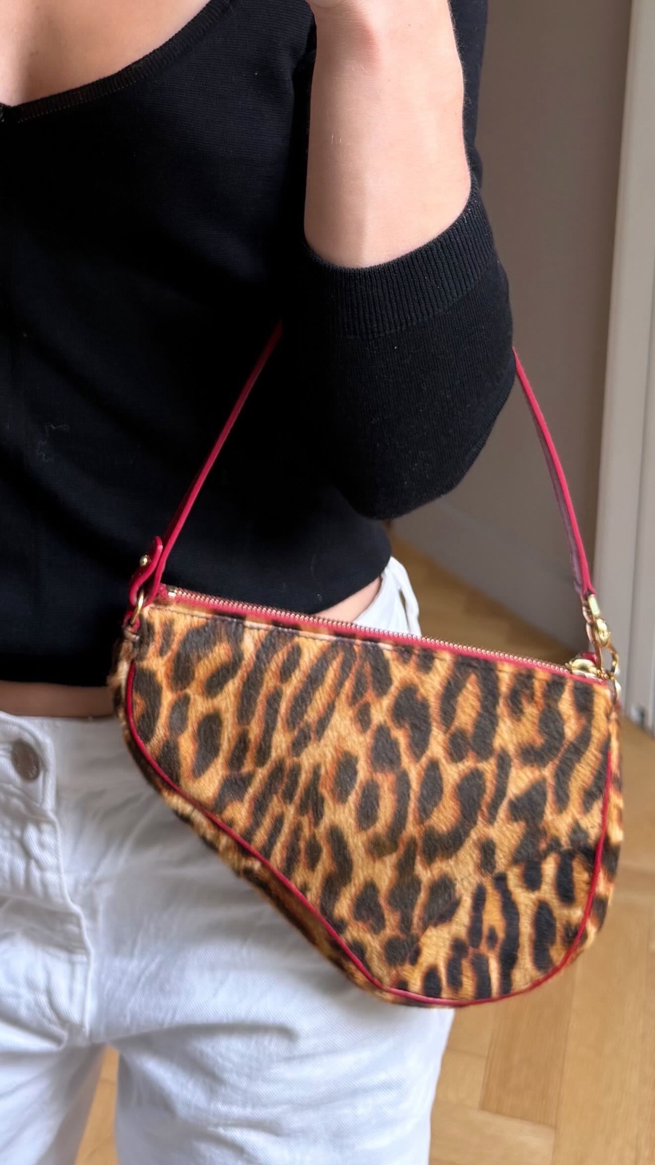 Dior pony-hair cheetah mini saddle bag
