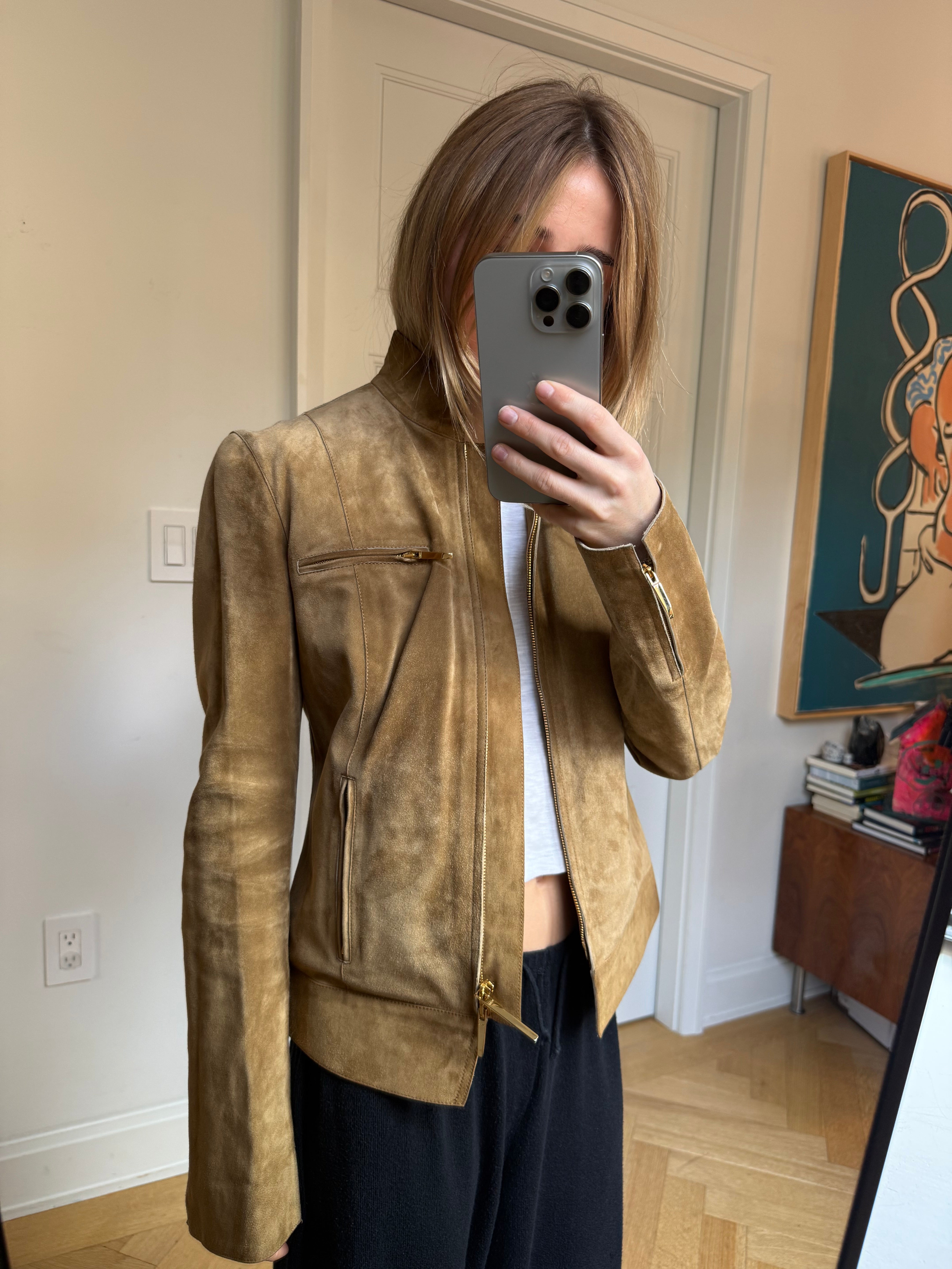 Tom Ford Gucci Suede jacket with removable fur lining