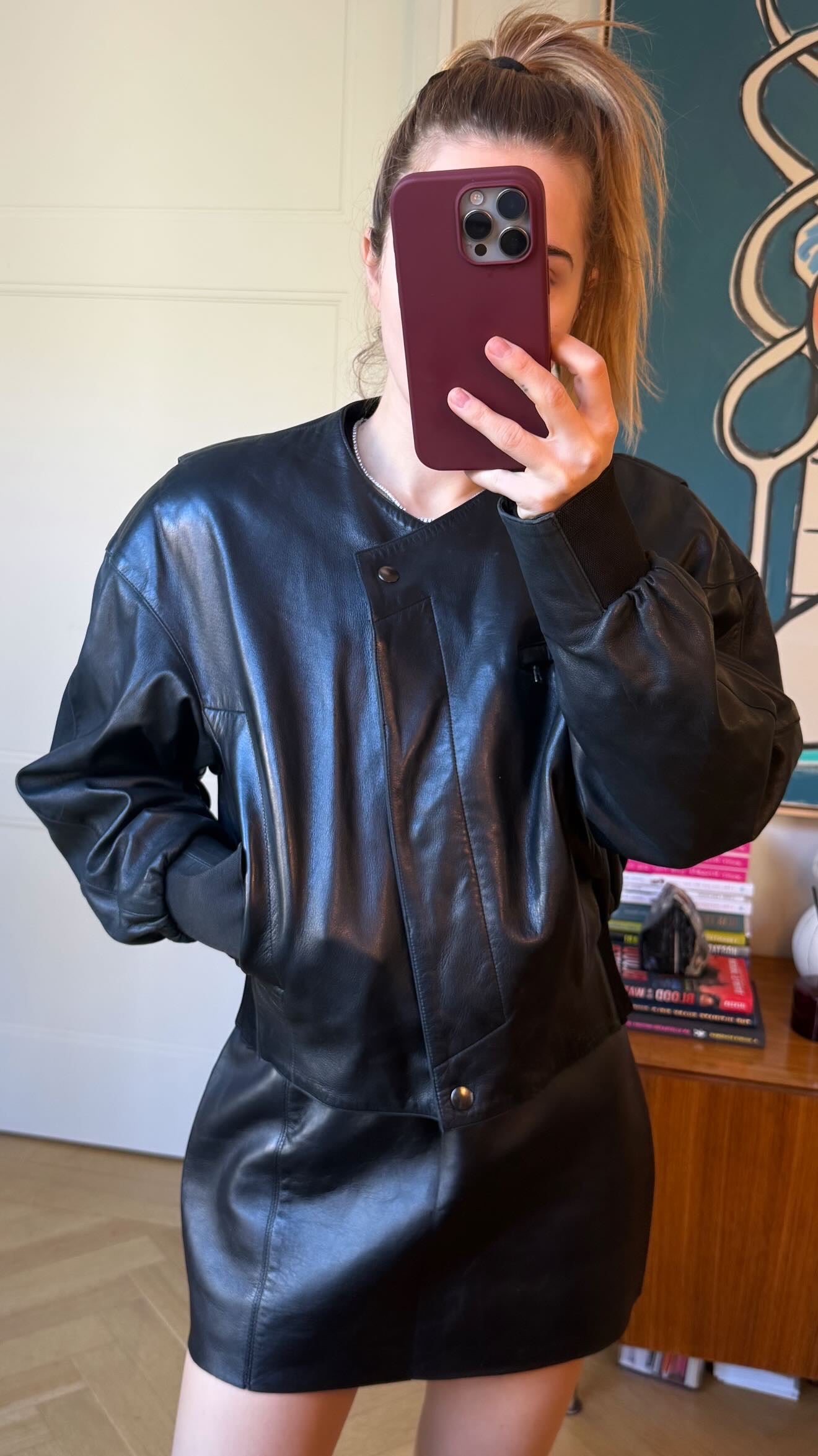 Celine leather mini skirt