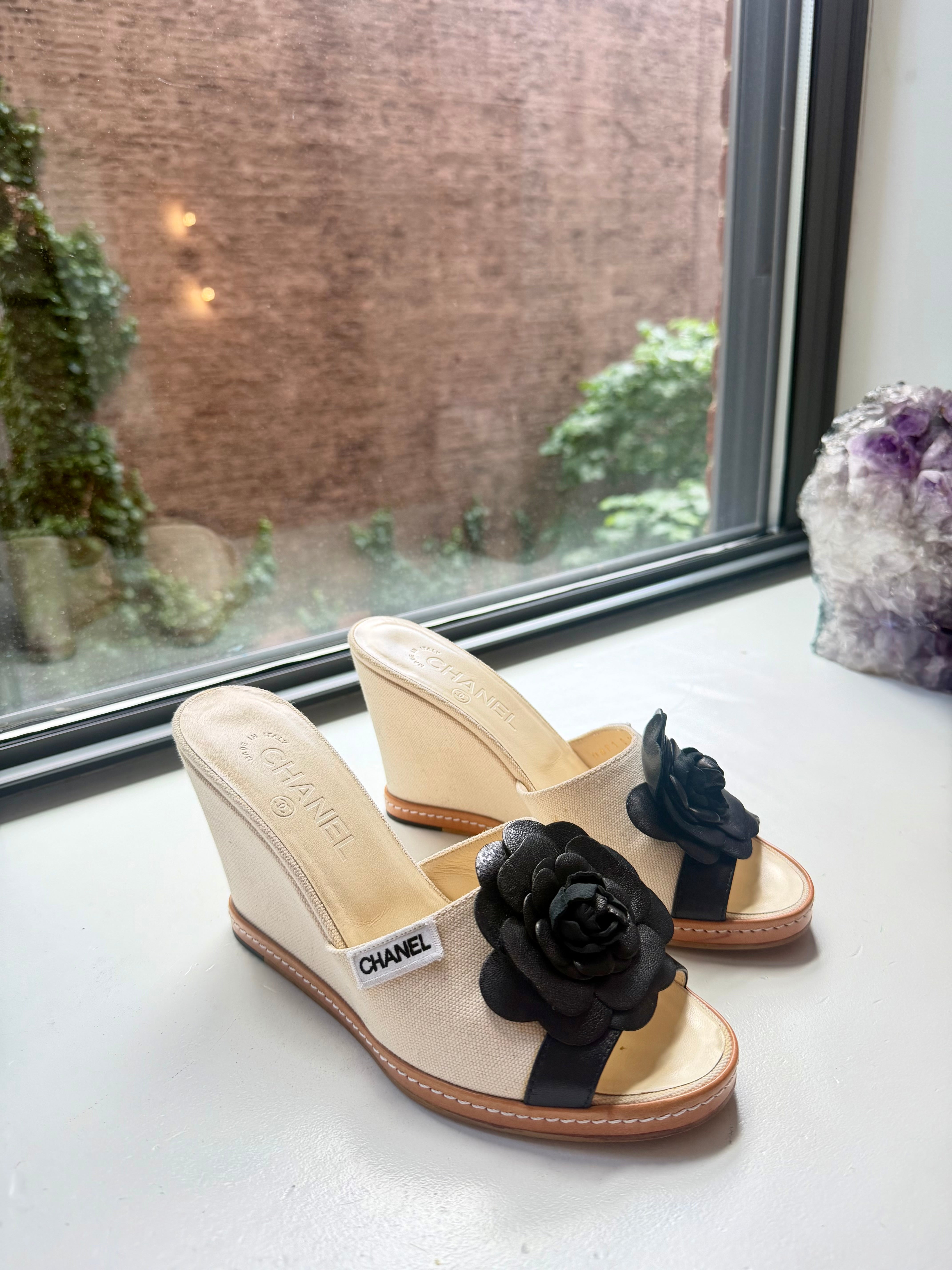 Chanel Camellia Accent Heels