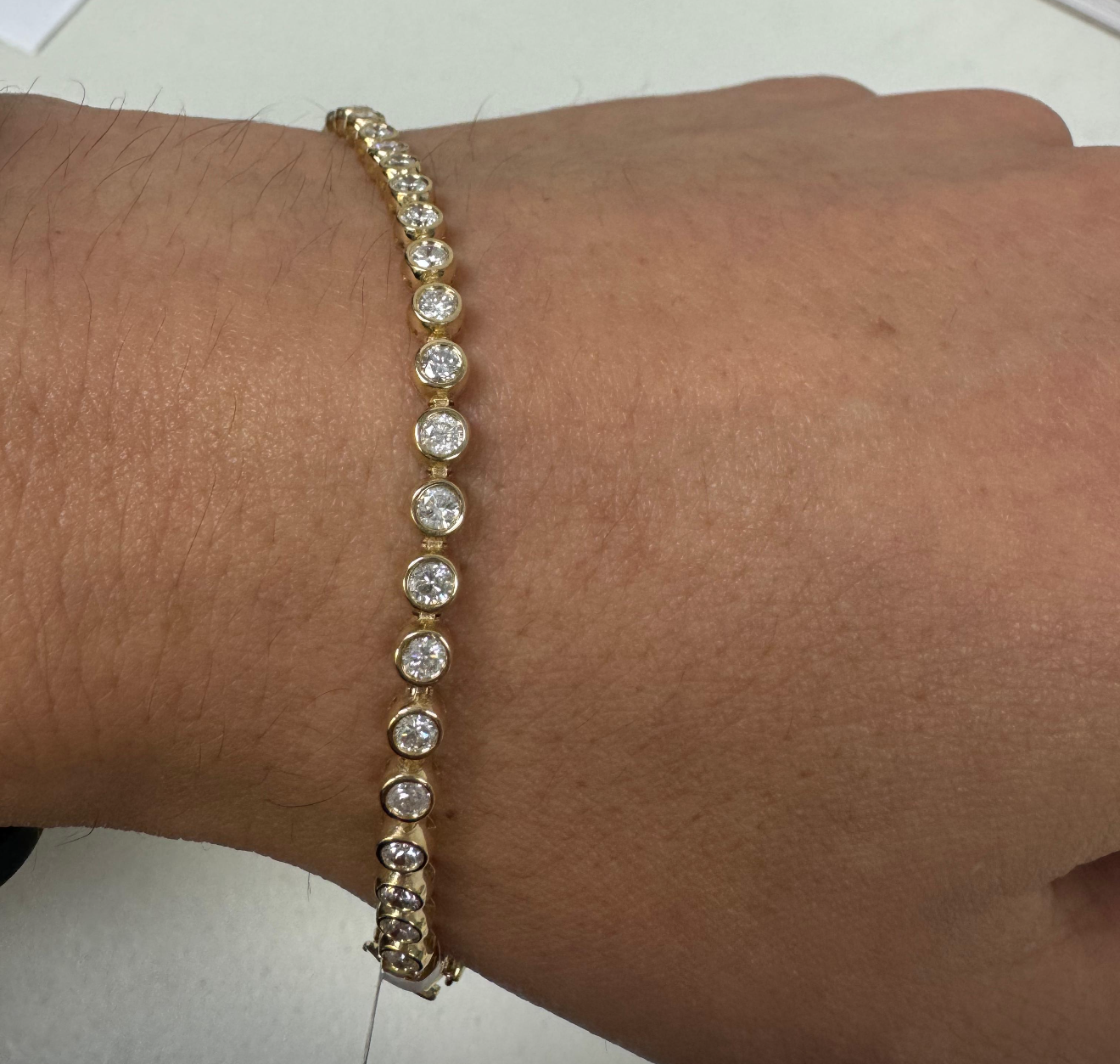 14k bezel diamond tennis bracelet