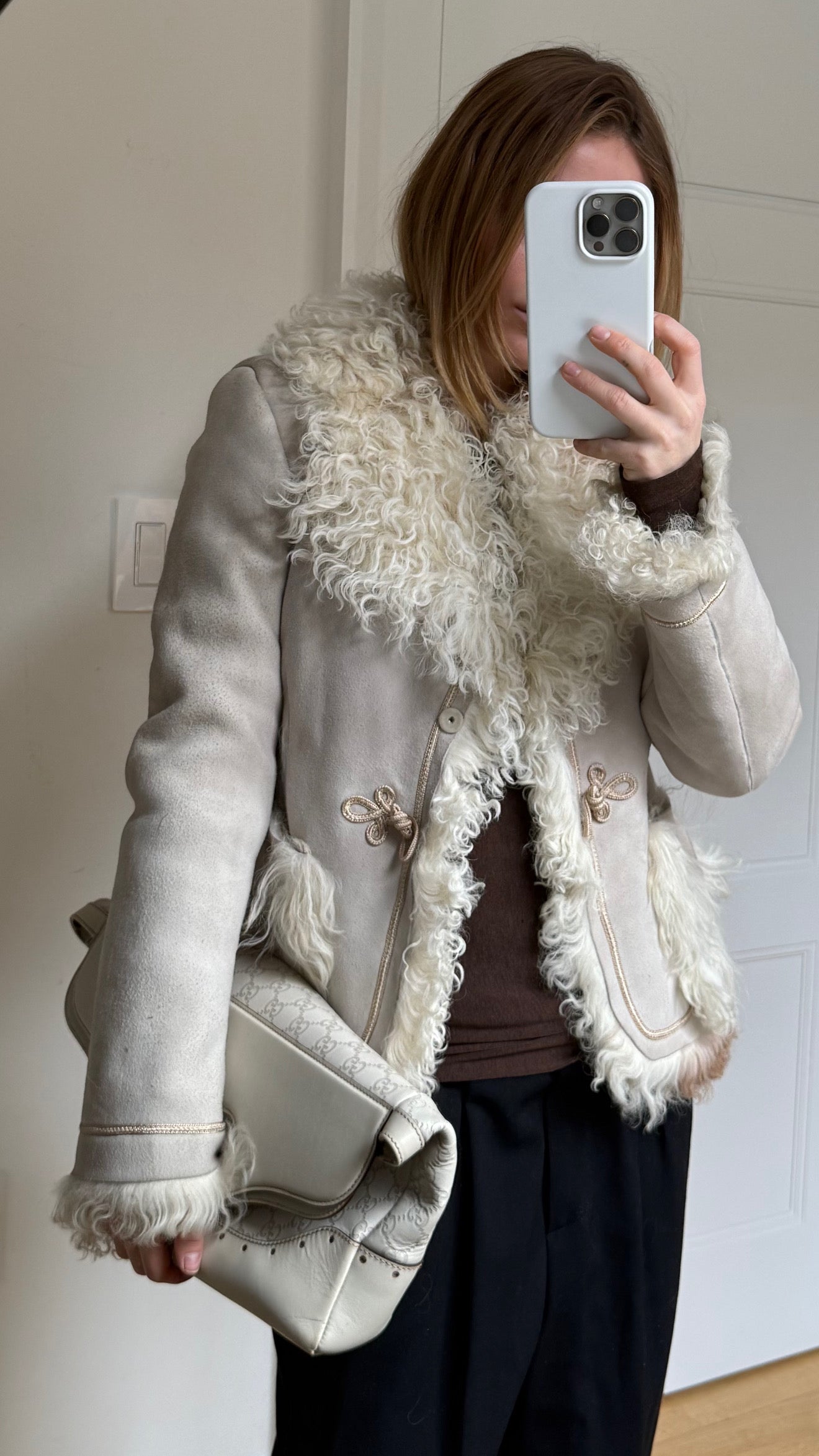 Vintage white shearling