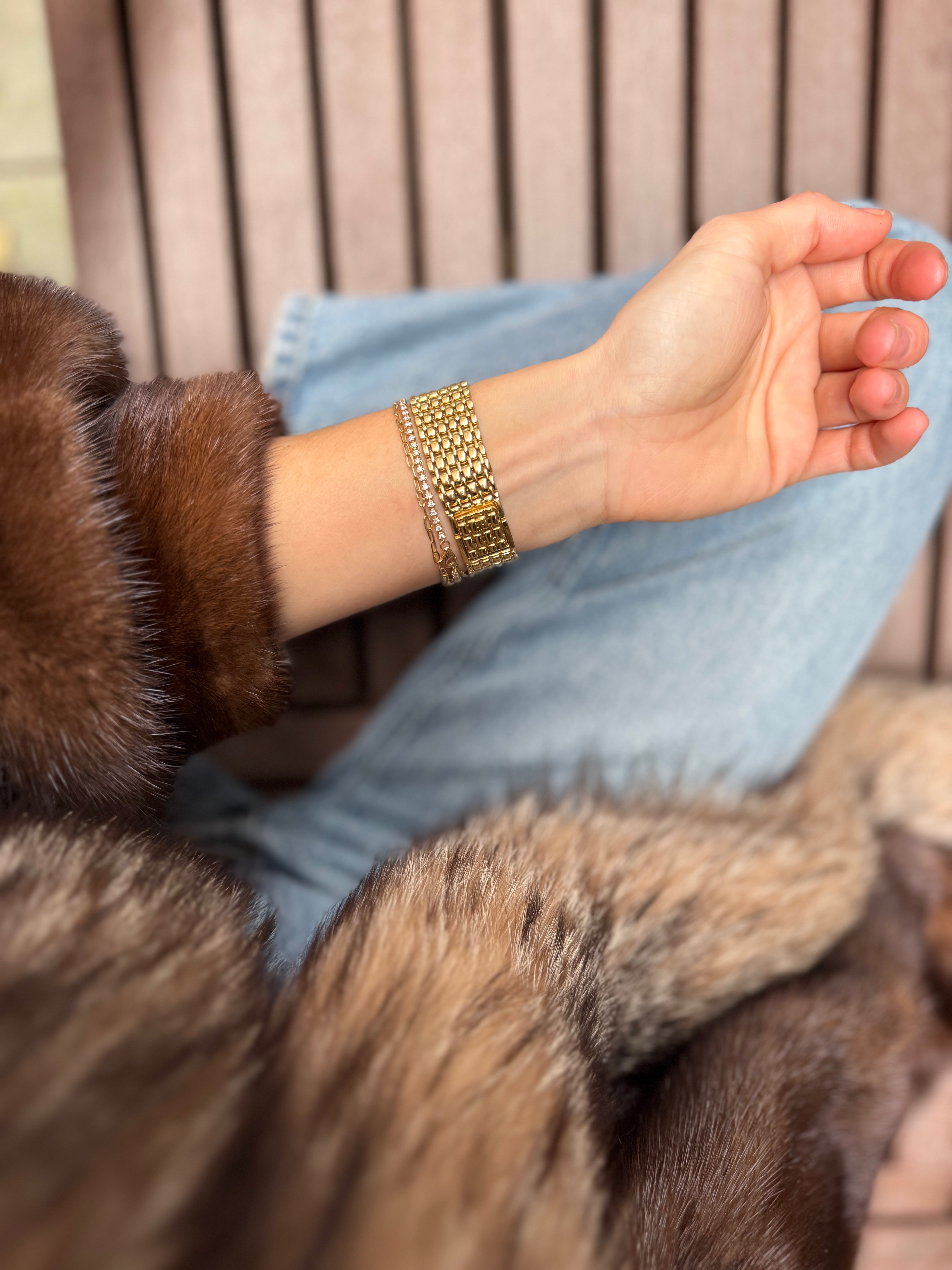 Audemars Piguet Yellow Gold Striped Pave Diamond Dial 27mm