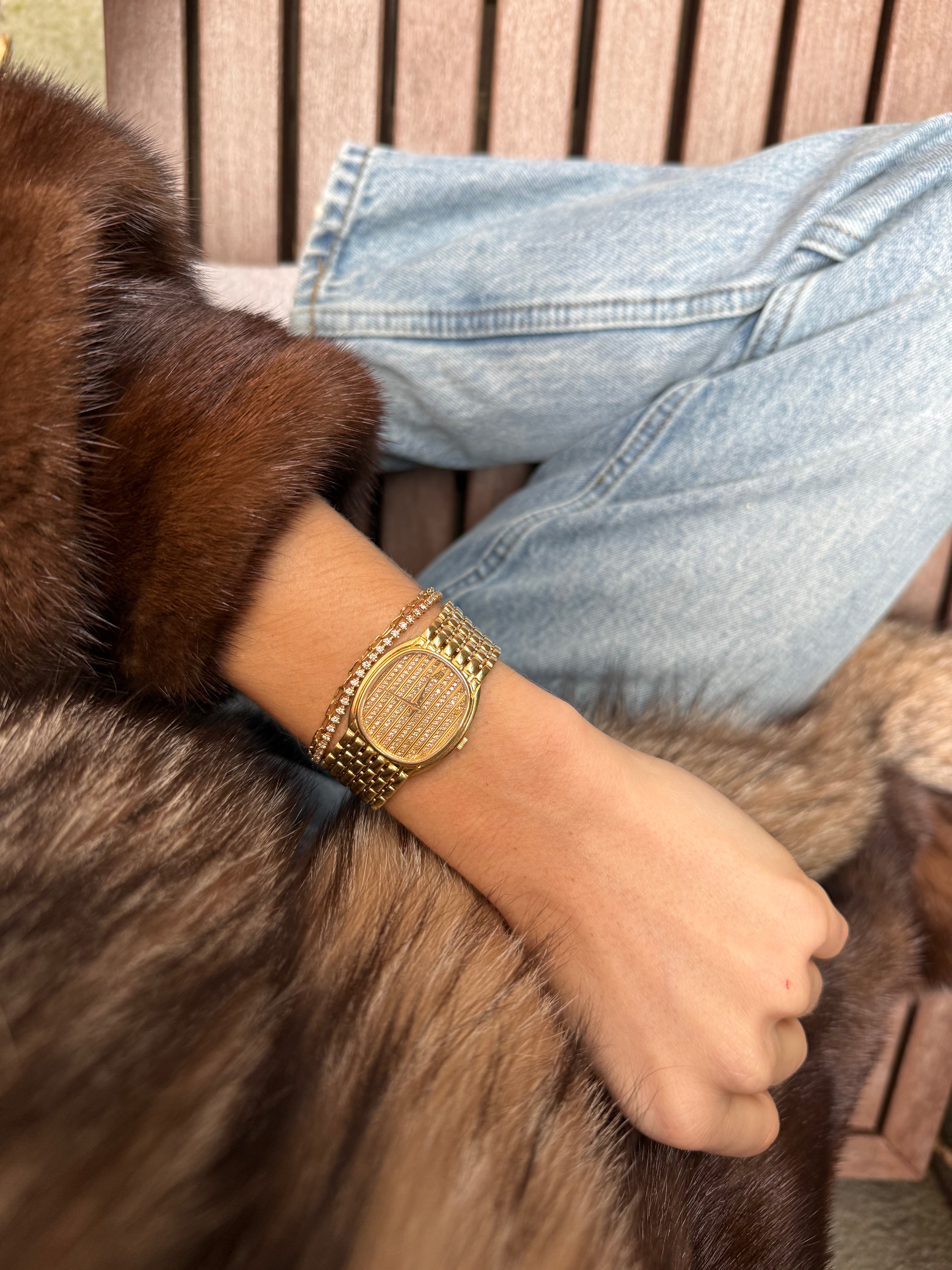 Audemars Piguet Yellow Gold Striped Pave Diamond Dial 27mm