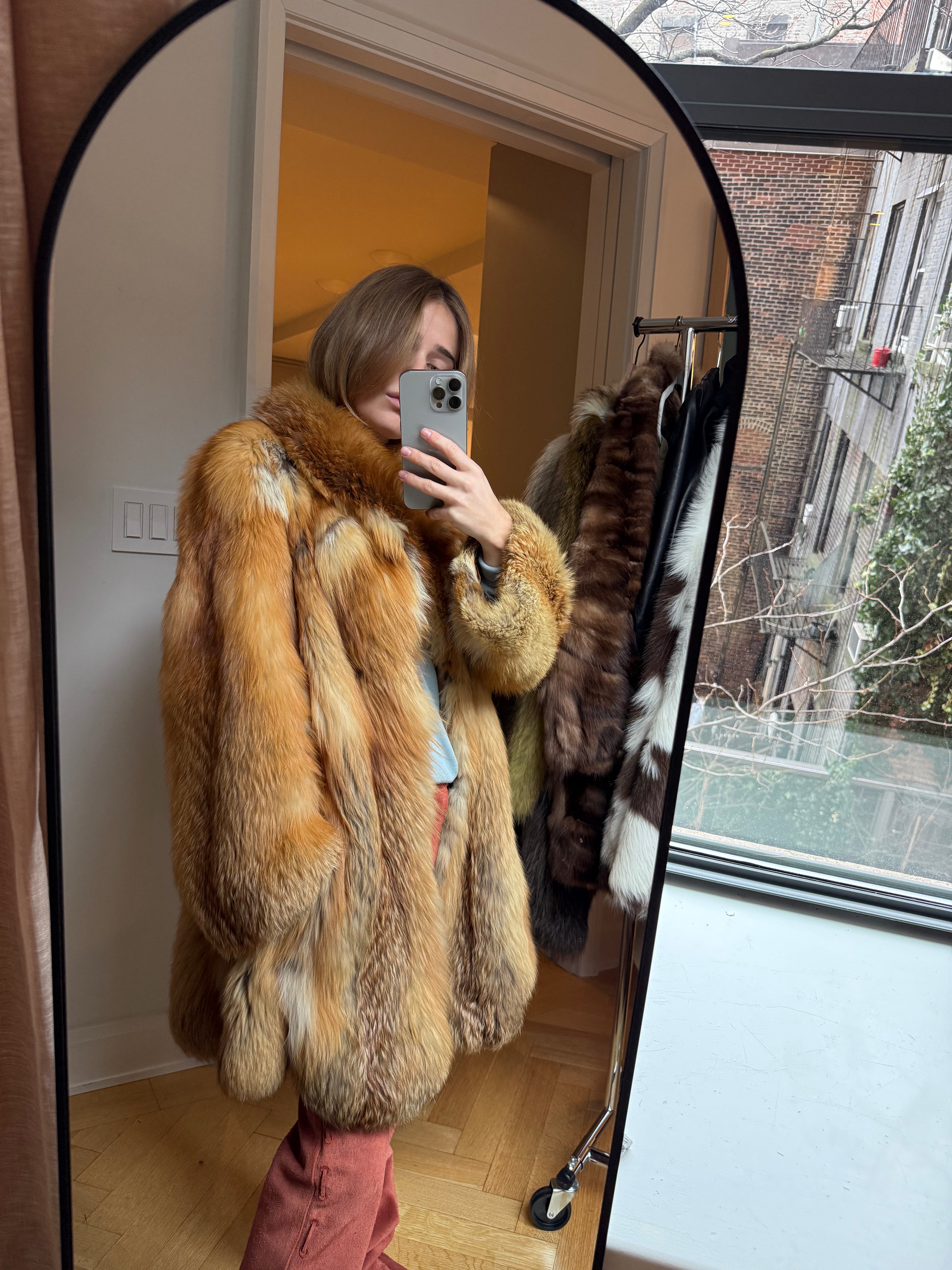 Vintage red fox fur coat