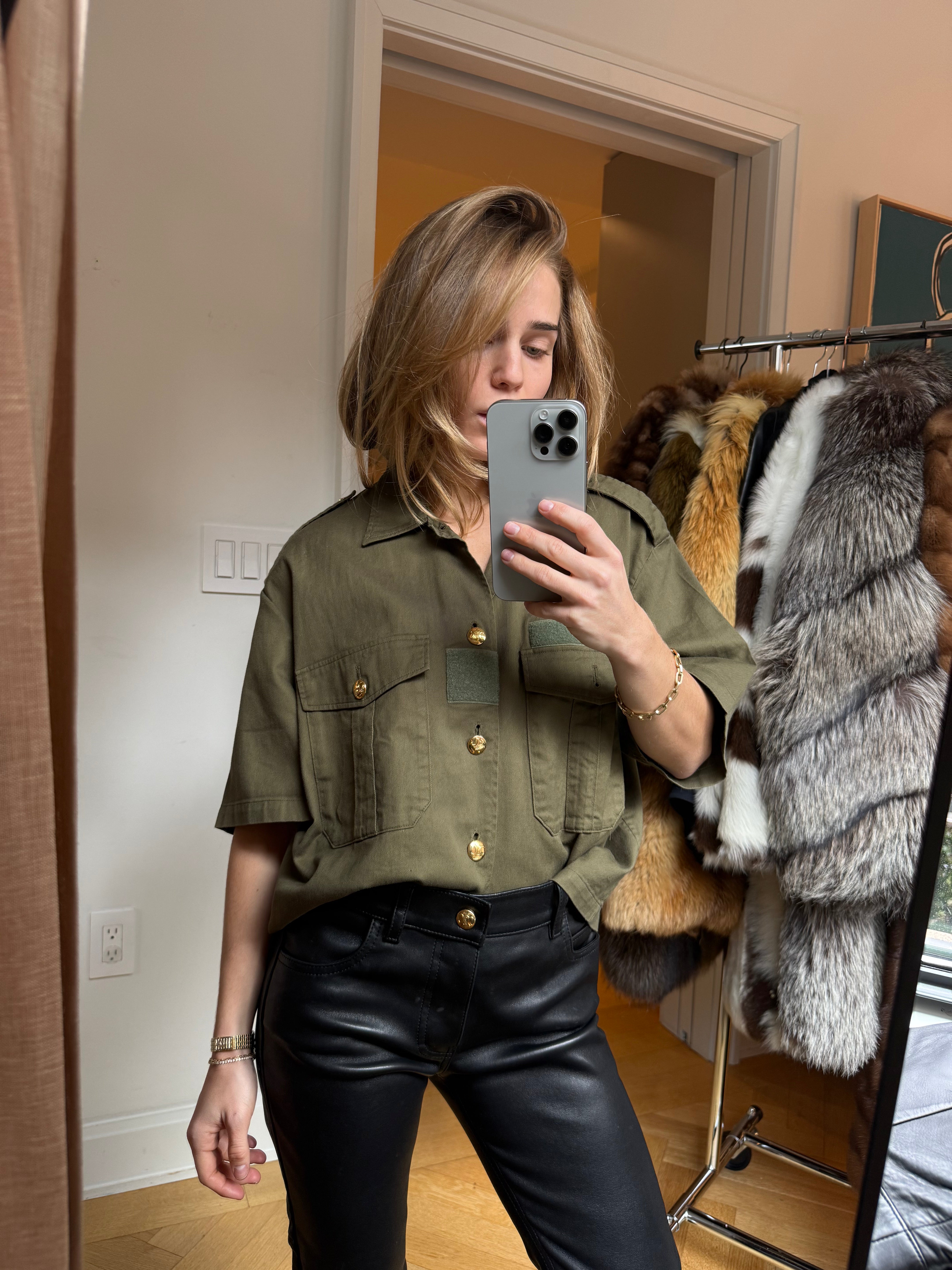 Celine army green top