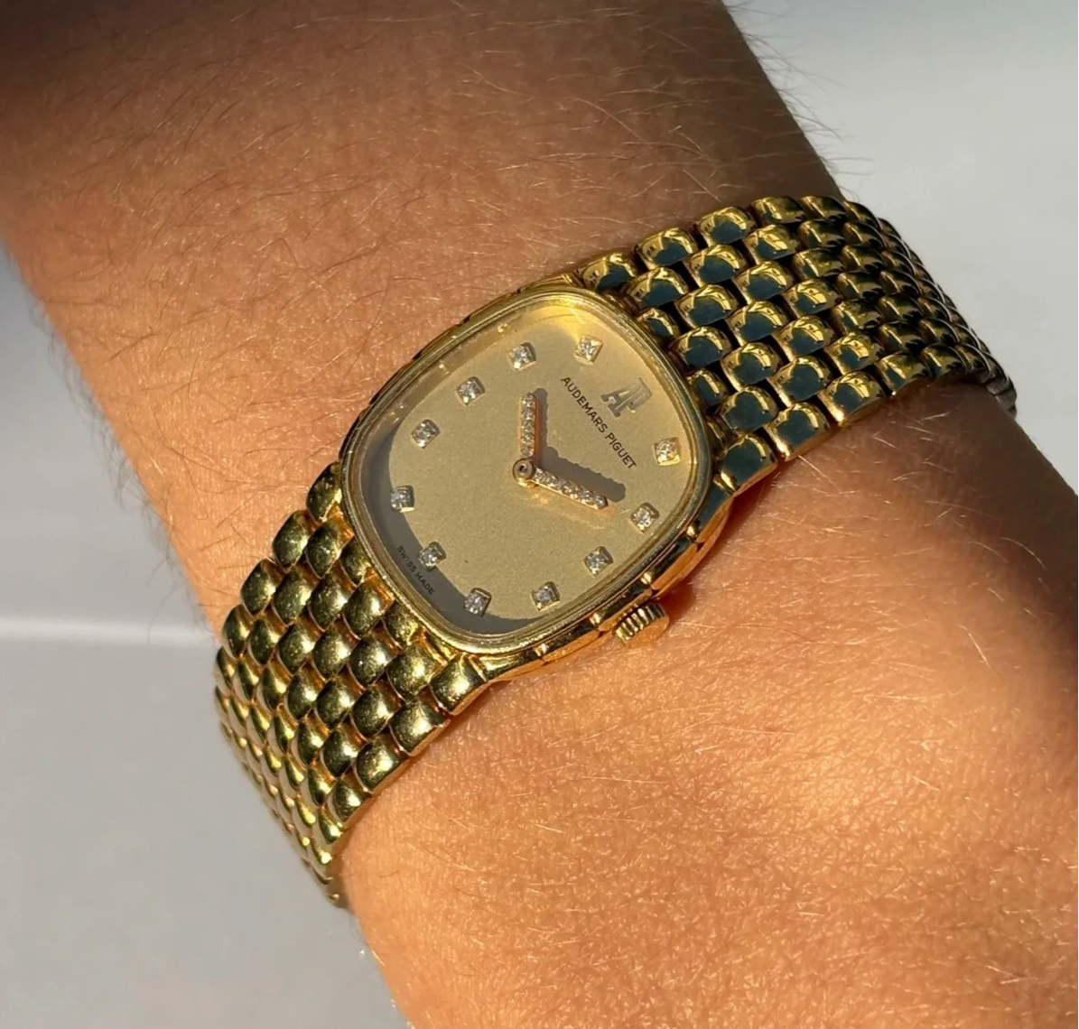 Audemars Piguet Mini Cobra Yellow Gold Champagne Dial, Diamond Indexes